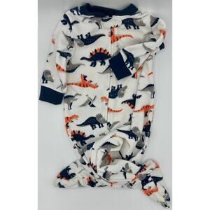 Carter’s Dino Zip-Up Size 6 Months Fleece White Blue Dinosaurs (899)